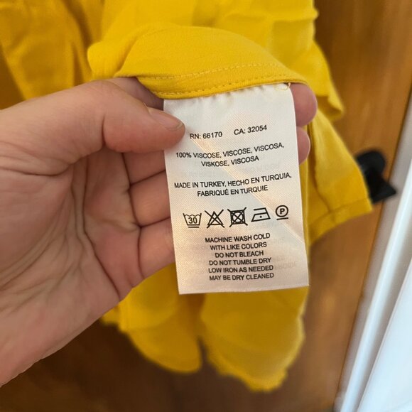 Maeve La Habana V-Neck Round Hem Ruffle Dress Size XS Yellow - Picture 3 of 5